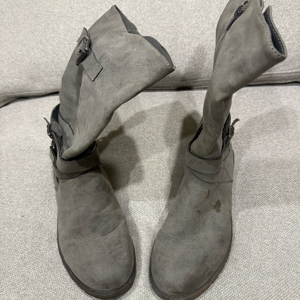 Maurices Charcoal Buckle Combat Boots